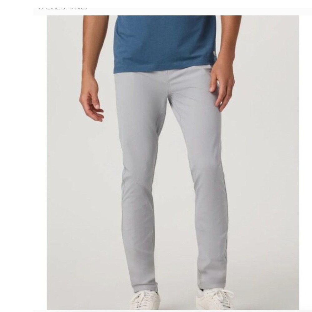 Vuori Meta Pant Athletic Slim Fit Sea Fog Gray Mens 34 V430 Technical Chino